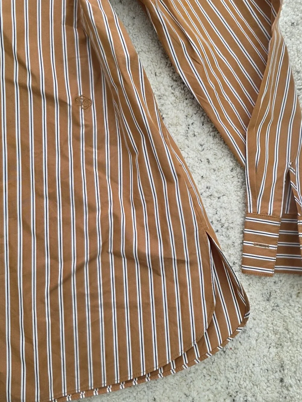 Lafayette 148 new york XL  Rust and White Striped Collared Button-Front Shirt - Picture 4 of 7